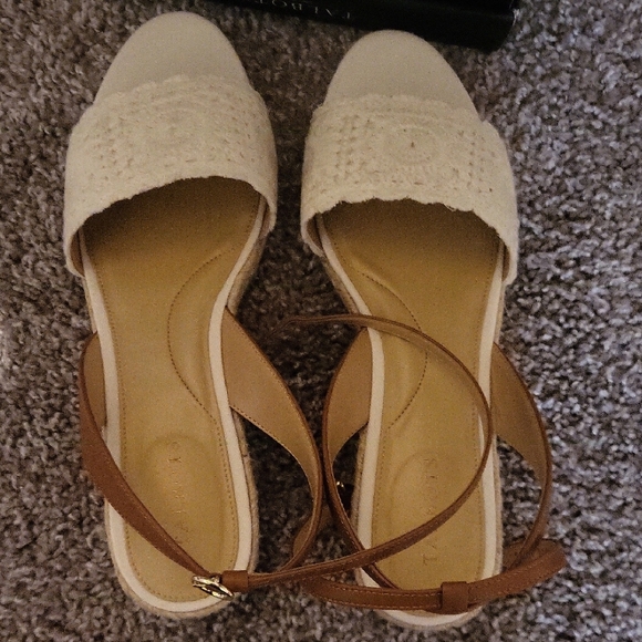 Talbots 9M Ivory PAME Brown and Cream Espadrille Sandals - Picture 3 of 6